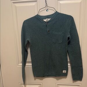 Teal Waffle Knit Henley Shirt